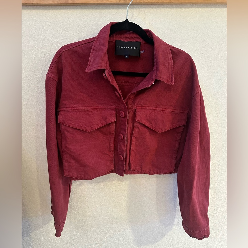 English Factory Deep Red Cropped Jacket